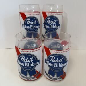 PABST BLUE RIBBON Beer Can Shaped 16 oz Glasses Signature Glassware NWOB
